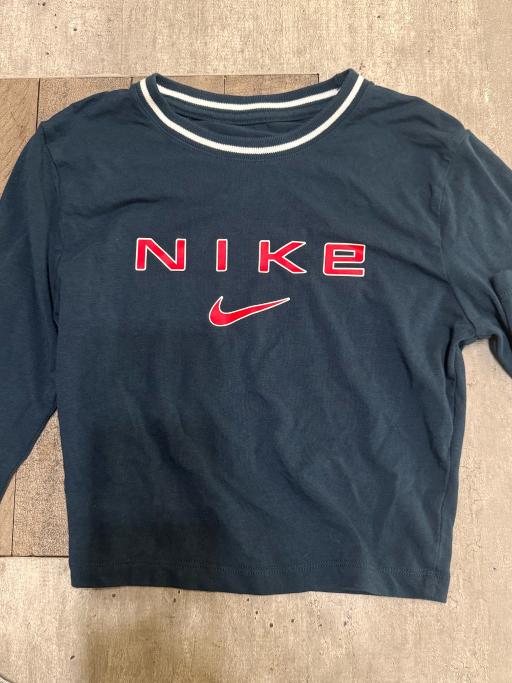 Nike womens Navy Blue Long Sleeve Shirt with Red Logo
